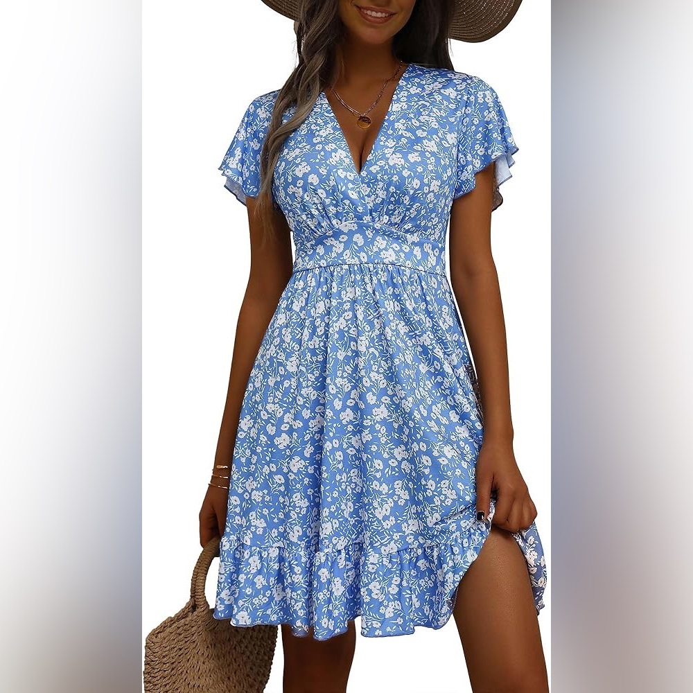 NWOT Torary Ditsy Floral V Neck Above Knee Dress Small Fit &‎ Flare Cottagecore
